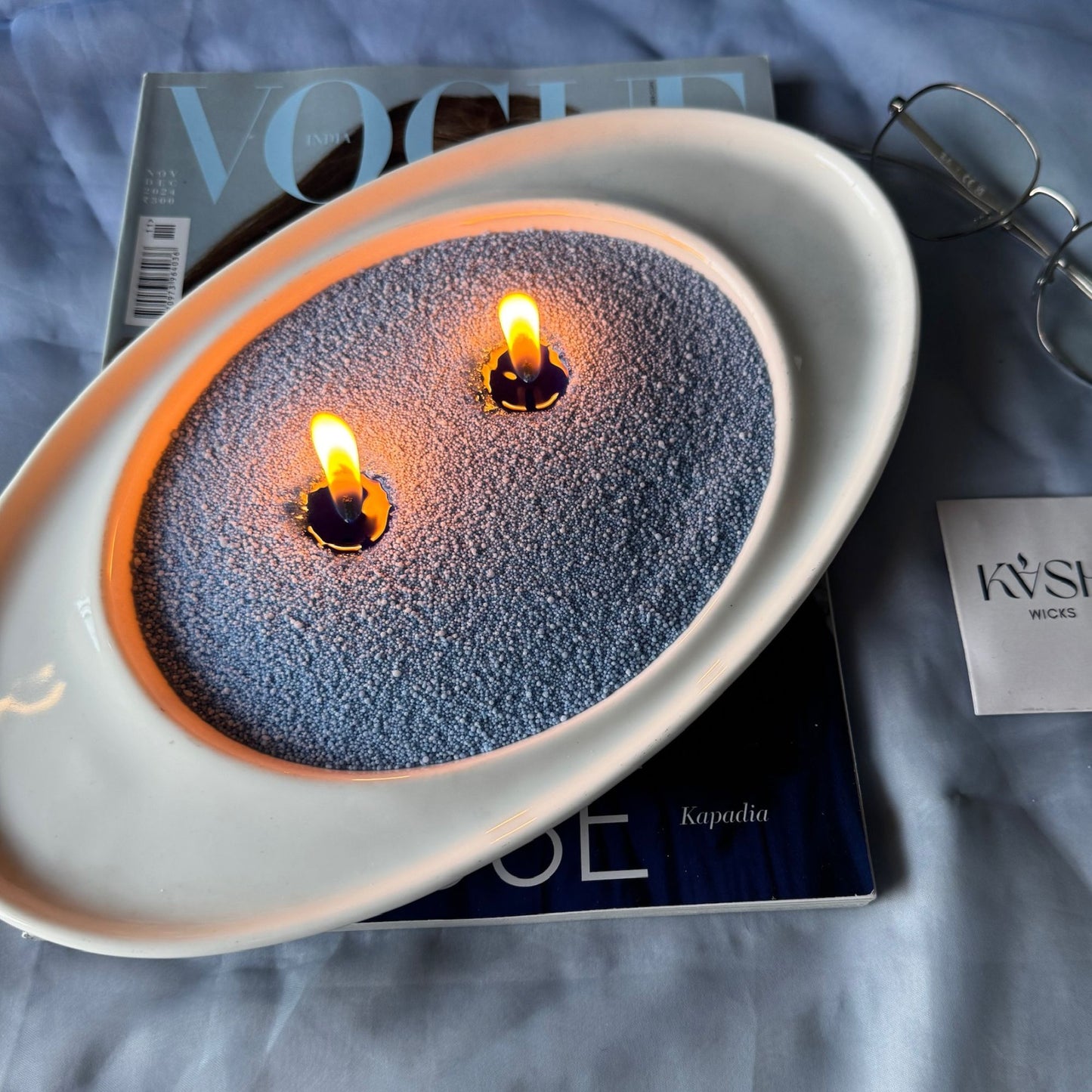 DUSTY BLUE PEARL CANDLE