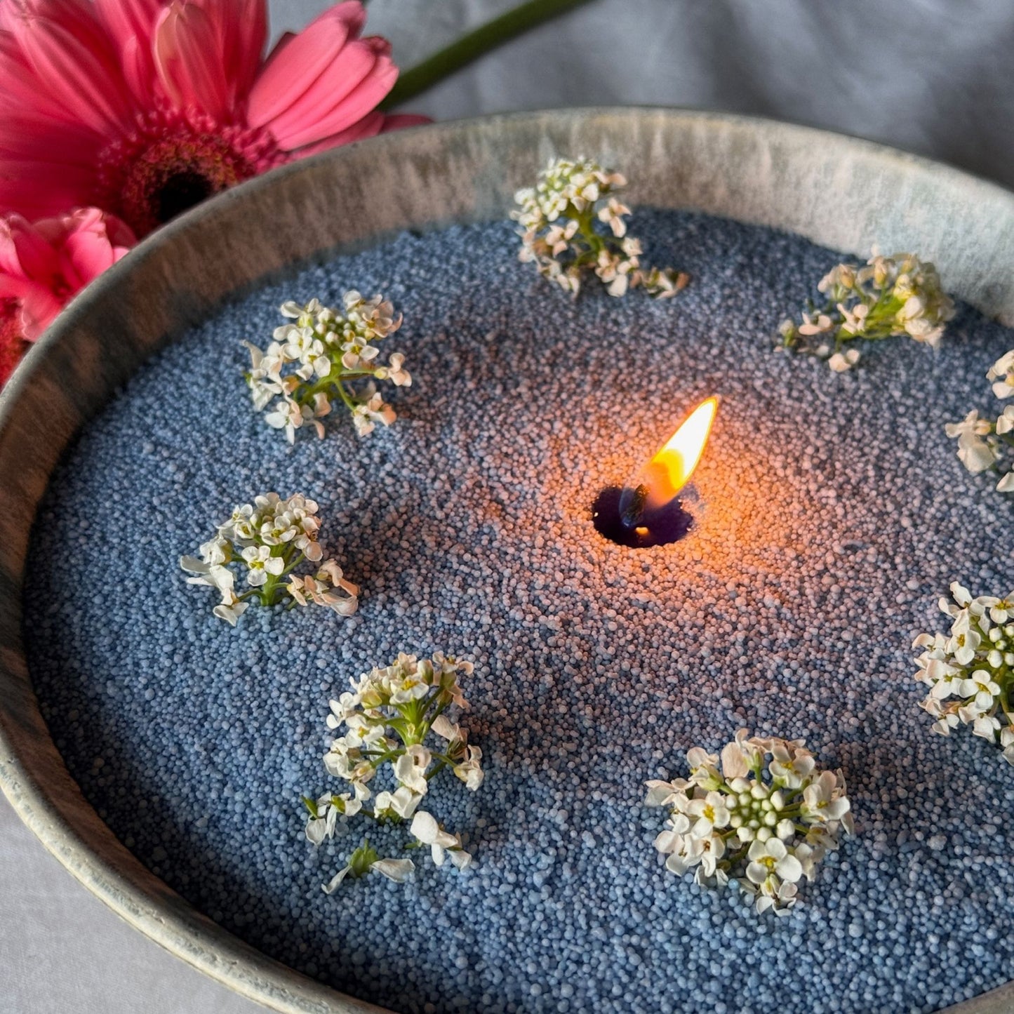 DUSTY BLUE PEARL CANDLE
