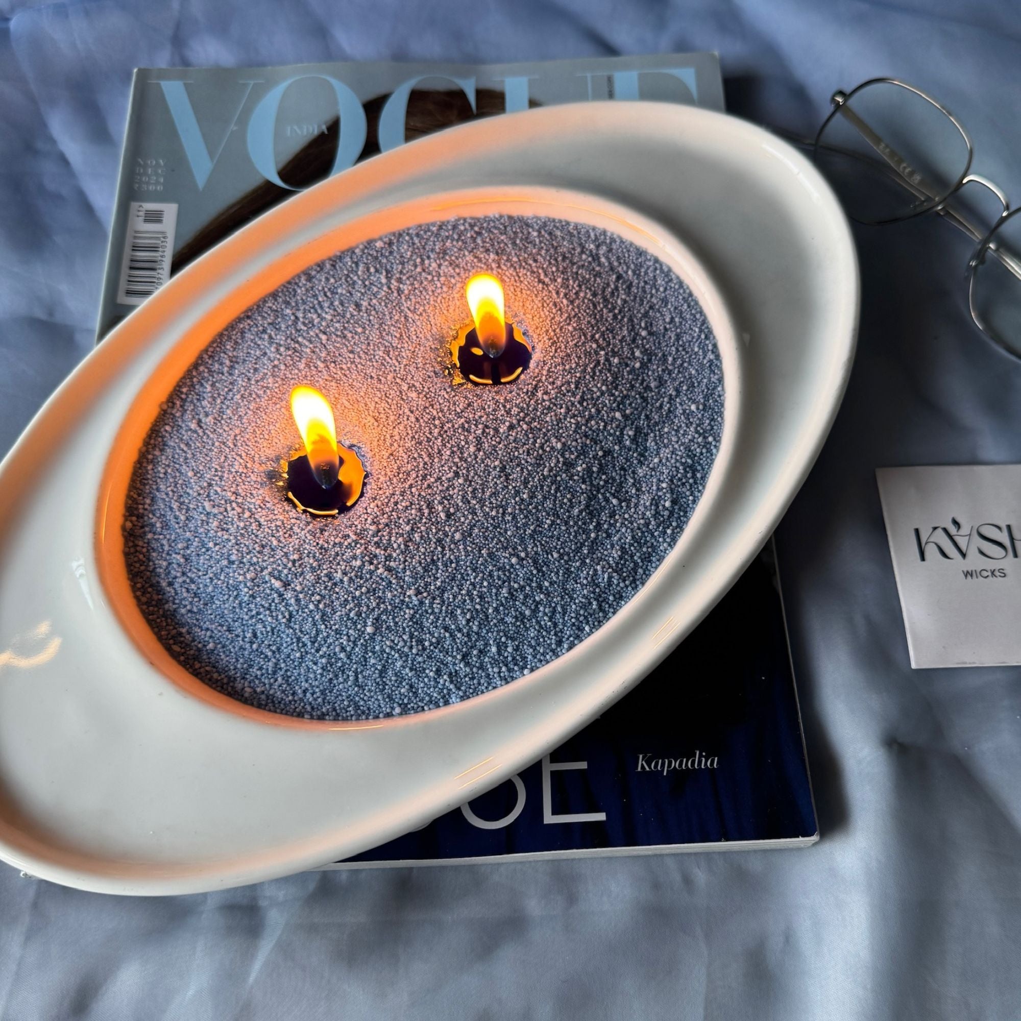 DUSTY BLUE PEARL CANDLE