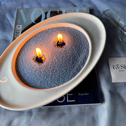 DUSTY BLUE PEARL CANDLE